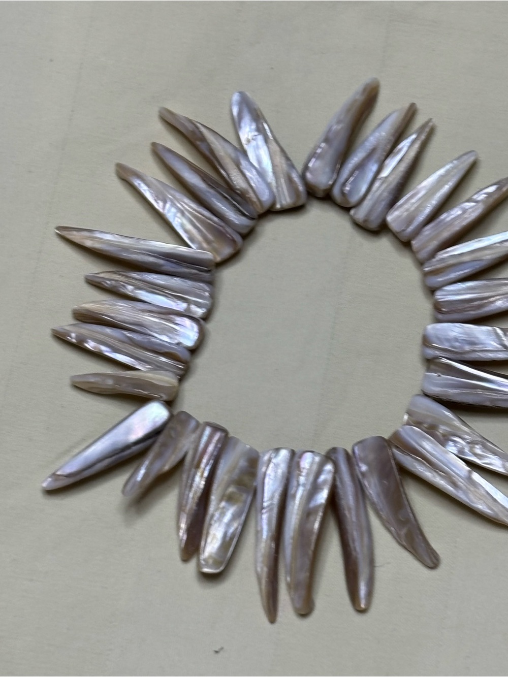 Vintage Mother of Pearl Shell
Spike Bracelet Stretch Boho
Beachy Iridescent